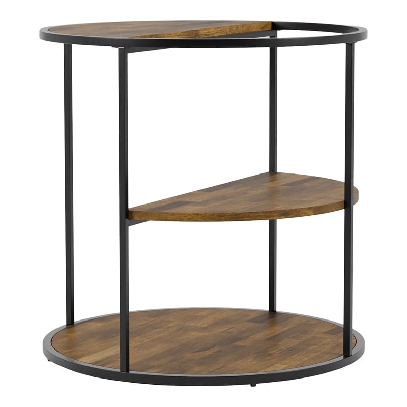 Furniture of America Marquesa Wood Round 2-Piece Coffee Table Set in Black
