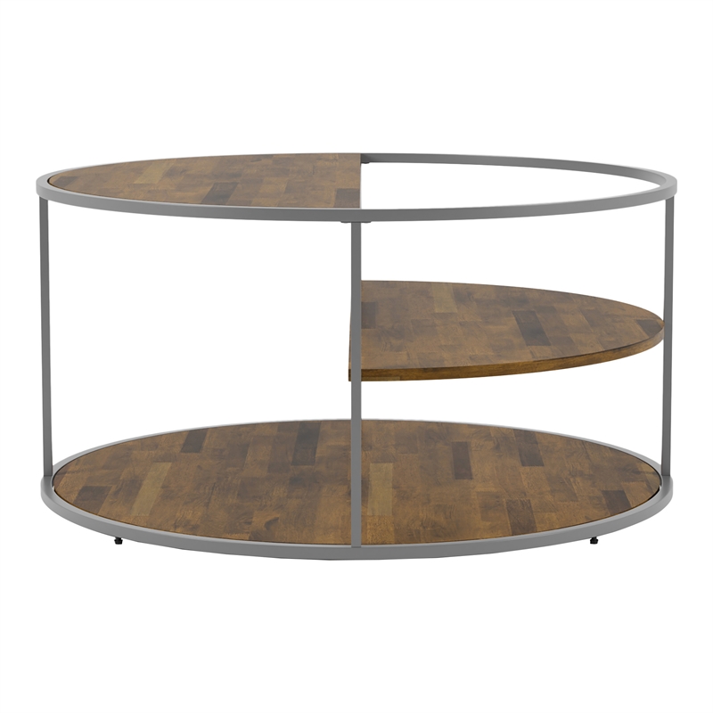 Furniture of America Marquesa Wood Round 2-Piece Coffee Table Set in Gray