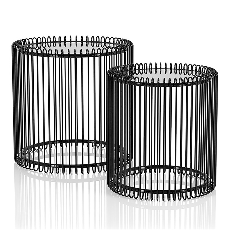 Furniture of America Mendel Contemporary Metal 2-Piece Nesting Table in Black