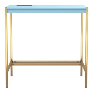 Furniture of America Grae Wood Writing Desk with USB Port in Aruba Blue