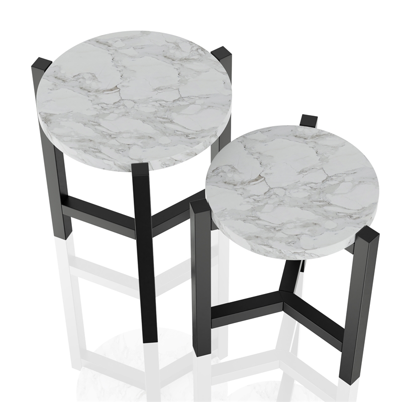 Furniture of America Elgan Wood 2-Piece Nesting Tables in Brushed Brown Gray