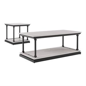 Furniture of America Drewden Wood 2-Piece Coffee Table Set in Antique White