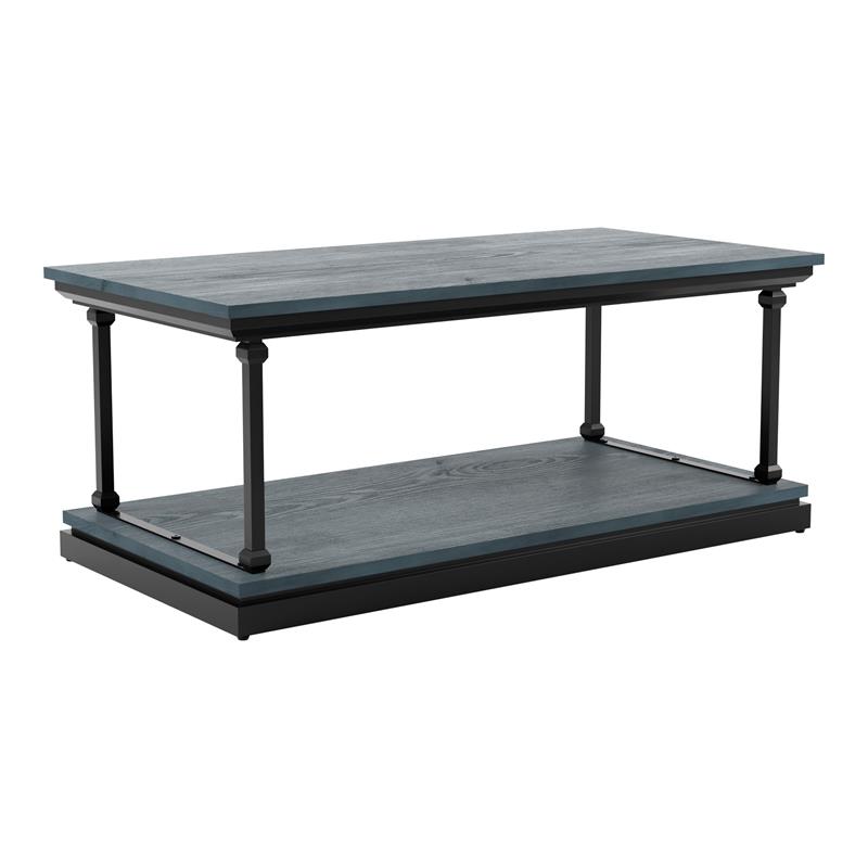 Furniture of America Drewden Wood 2-Piece Coffee Table Set in Antique Blue