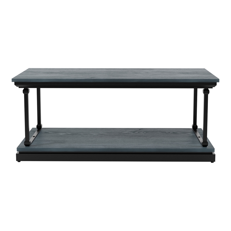 Furniture of America Drewden Wood 2-Piece Coffee Table Set in Antique Blue