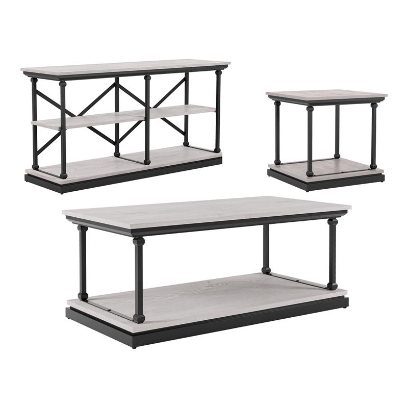 Furniture of America Drewden Wood 3-Piece Coffee Table Set in Antique White