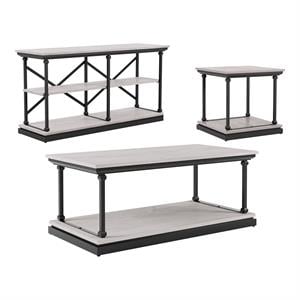 Furniture of America Drewden Wood 3-Piece Coffee Table Set in Antique White