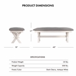 Furniture of America Egretta Fabric Padded Dining Bench in Gray