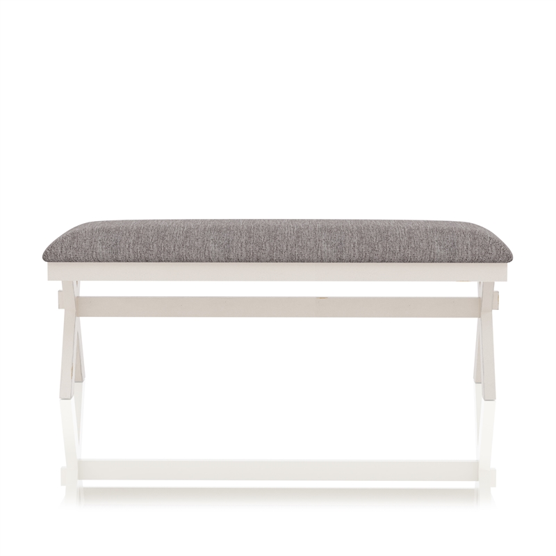 Furniture of America Egretta Fabric Padded Dining Bench in Gray