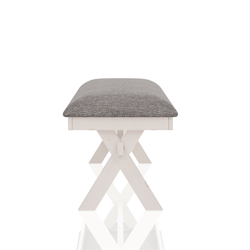 Furniture of America Egretta Fabric Padded Dining Bench in Gray