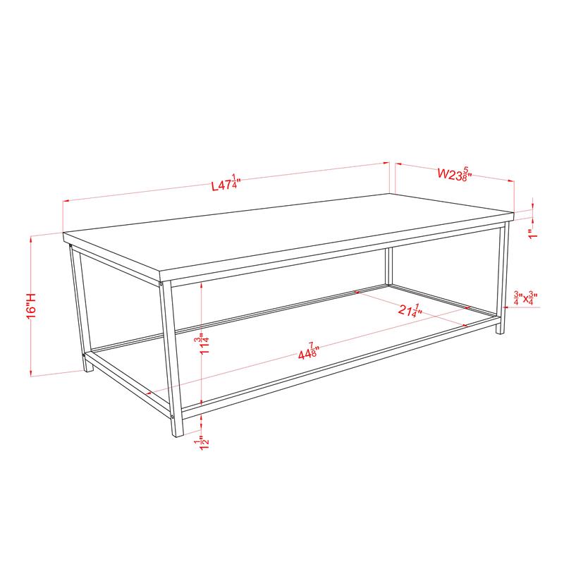 Furniture of America Pris Wood 1-Shelf Coffee Table in Yellow and Black