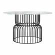 Furniture of America Trila Glass Top Round Dining Table in Silver Gun Metal