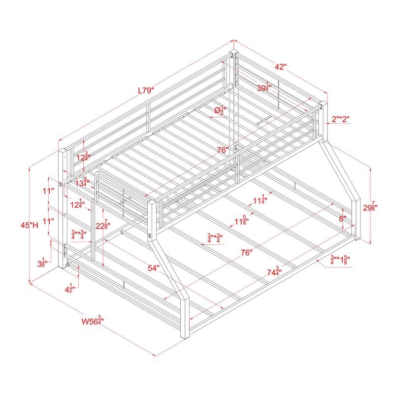 Furniture of America Dessa Metal Twin over Full Bunk Bed in White
