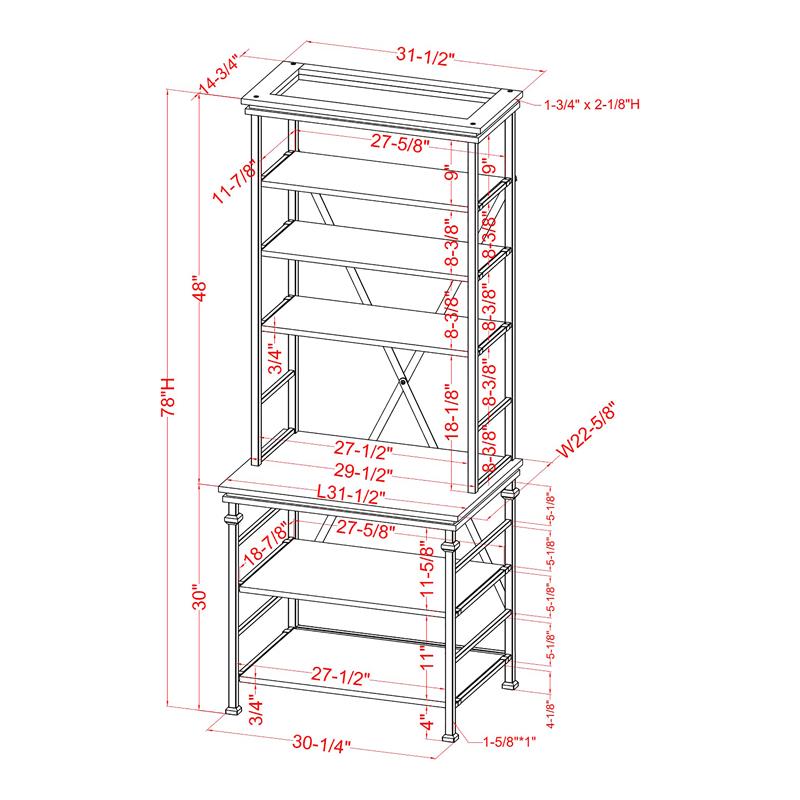 Furniture of America Garna Industrial Metal 6-Shelf Bookcase in Dark Oak