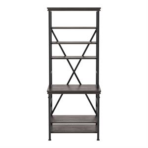 Furniture of America Garna Industrial Metal 6-Shelf Bookcase in Antique Gray
