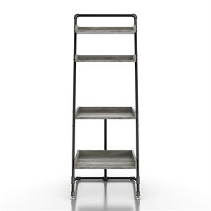 Furniture of America Karin Industrial Wood Display Shelf in Vintage Gray Oak