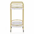 Furniture of America Delli Modern Metal 2-Shelf Serving Cart in Gold and White