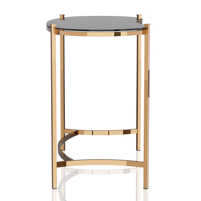 Furniture of America Lythy Contemporary Glass Top Desk in Gold