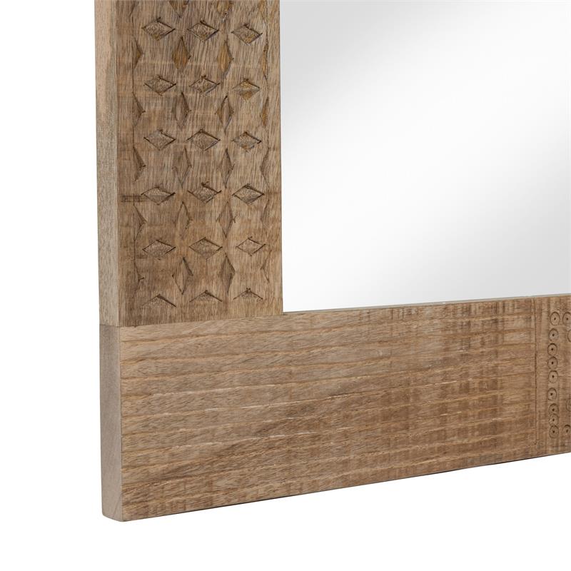 Furniture of America Druze Rustic Solid Wood Decorative Mirror in Natural Tone