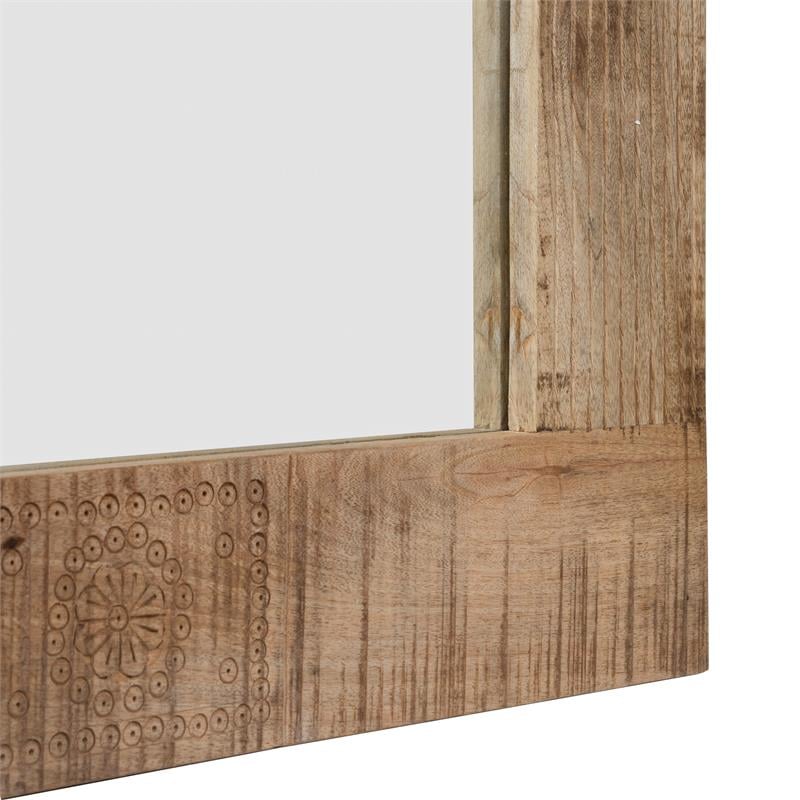 Furniture of America Druze Rustic Solid Wood Decorative Mirror in Natural Tone