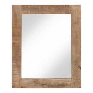 Furniture of America Druze Rustic Solid Wood Decorative Mirror in Natural Tone