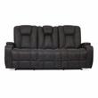 Furniture of America Axle Transitional Faux Leather Reclining Sofa in Dark Gray