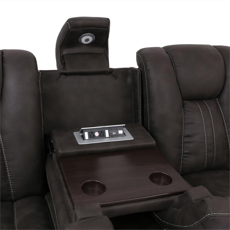 Furniture of America Axle Faux Leather 2-Piece Sofa Set in Dark Gray