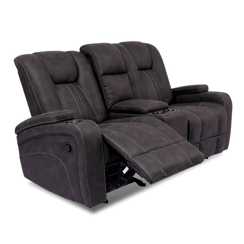 Furniture of America Axle Faux Leather 3-Piece Sofa Set in Dark Gray