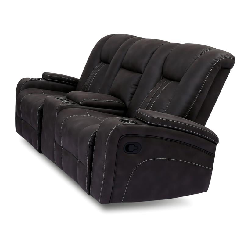 Furniture of America Axle Faux Leather 3-Piece Sofa Set in Dark Gray
