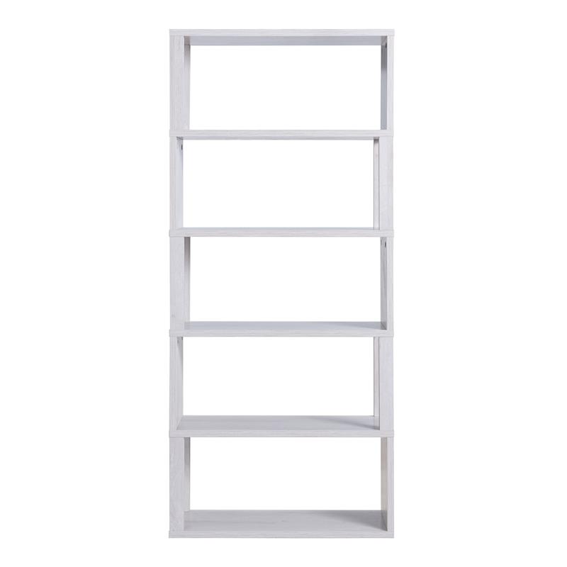 Furniture of America Deini Transitional Wood 5-Shelf Bookcase in White Oak