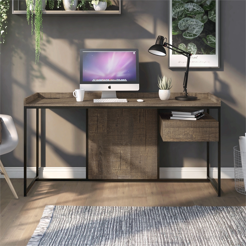 Furniture of America Trela Wood Writing Desk with USB Plug in Oak