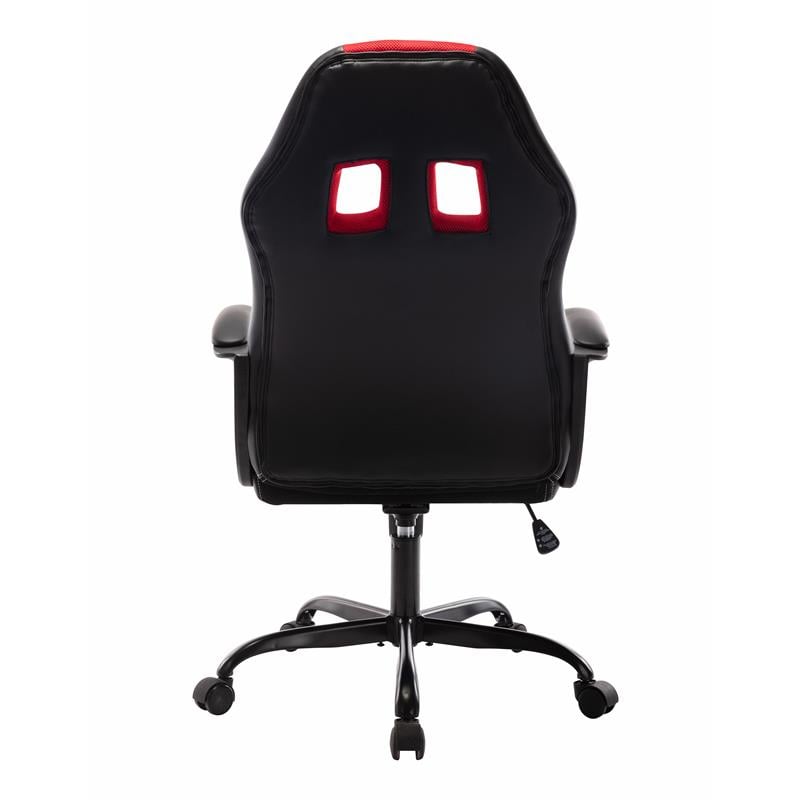 Furniture of America Castro Modern Faux Leather Swivel Gaming Chair in Red