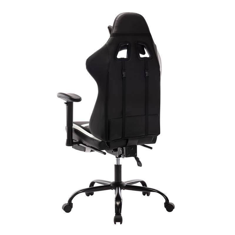 Furniture of America Nosse Faux Leather Swivel Gaming Chair in White and Black
