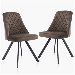 Furniture of America Avile Fabric Tufted Side Chairs in Brown (Set of 2)