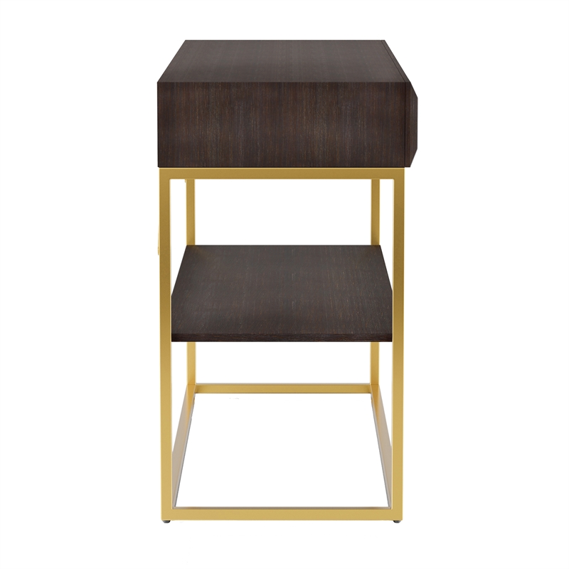 Furniture of America Giffore Metal 1-Shelf Console Table in Walnut