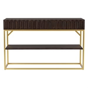 Furniture of America Giffore Metal 1-Shelf Console Table in Walnut