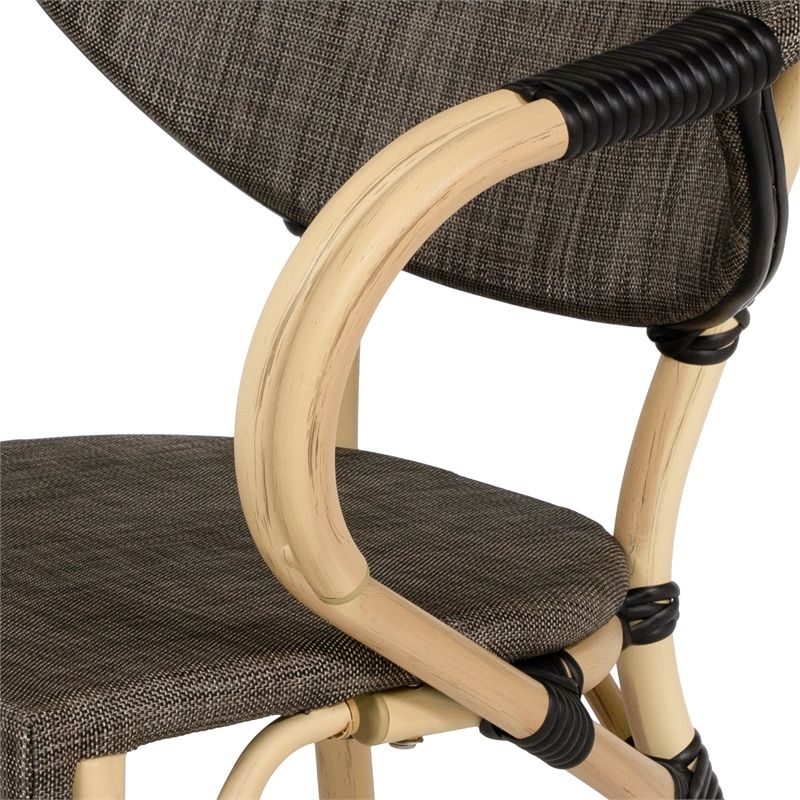 Furniture of America Borda Aluminum Patio Arm Chair in Brown (Set of 2)