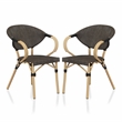 Furniture of America Borda Aluminum Patio Arm Chair in Brown (Set of 2)