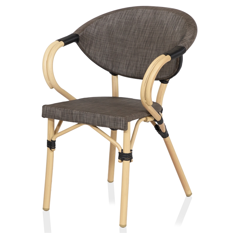 Furniture of America Borda Aluminum Patio Arm Chair in Brown (Set of 2)