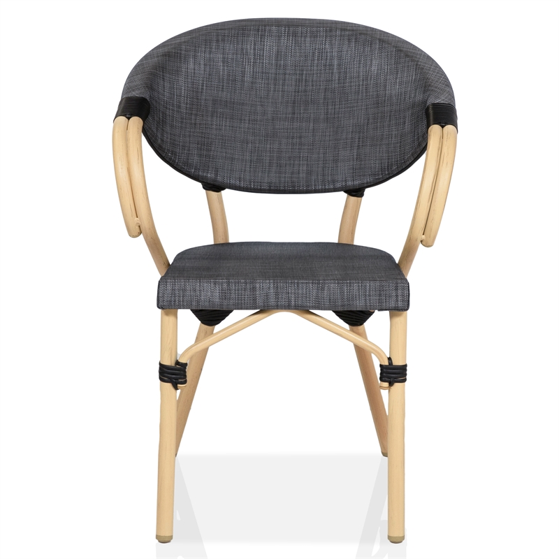 Furniture of America Borda Aluminum Patio Arm Chair in Dark Gray (Set of 2)