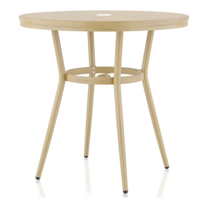 Furniture of America Devey 31.5&quotW Aluminum Round Patio Bistro Table Natural Tone