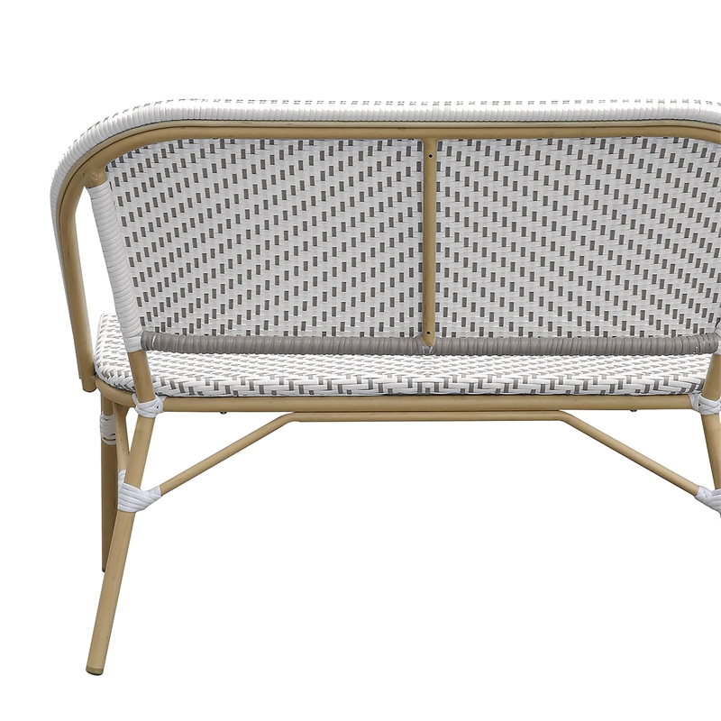 Furniture of America Devey Modern Aluminum Patio Loveseat Bench in Gray