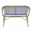 Furniture of America Devey PE Wicker/Aluminum Patio Loveseat Bench Navy/Natural