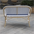 Furniture of America Devey PE Wicker/Aluminum Patio Loveseat Bench Navy/Natural