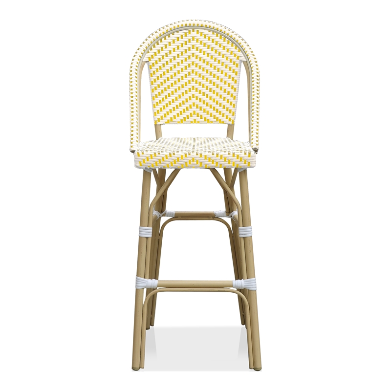 Furniture of America Devey Modern Aluminum Patio Bar Chairs in Yellow (Set of 2)