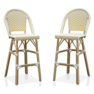Furniture of America Devey Modern Aluminum Patio Bar Chairs in Yellow (Set of 2)