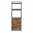 Furniture of America Bimme Rustic Metal 4-Shelf Wine Cabinet in Oak and Black