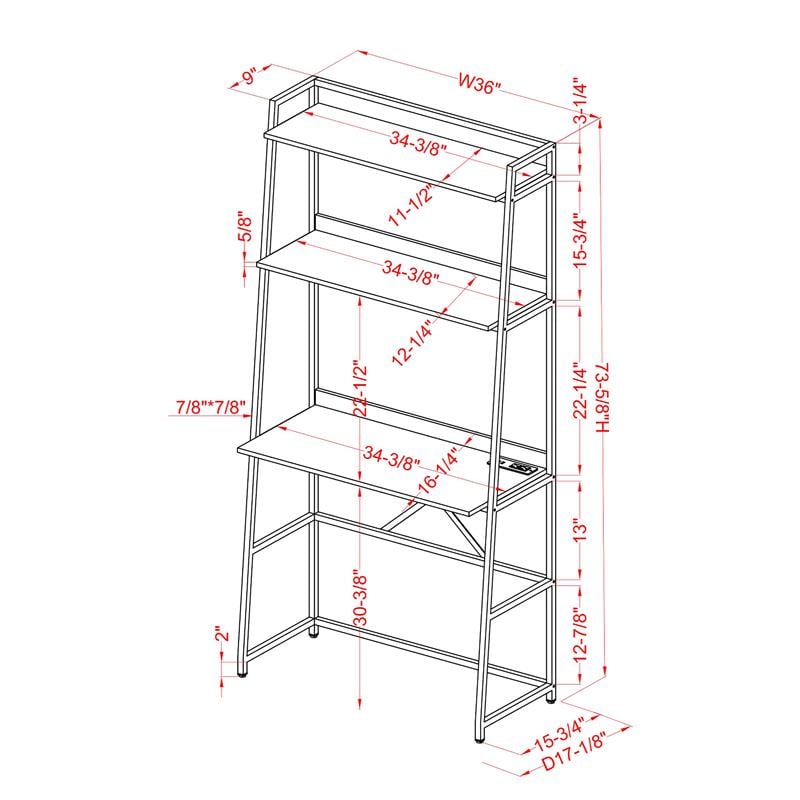 Furniture of America Mistos Transitional Metal Writing Desk with USB in Oak