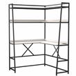 Furniture of America Narvay Metal Corner Writing Desk with USB in Oak