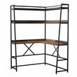 Furniture of America Narvay Metal Corner Writing Desk with USB in Brown