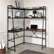 Furniture of America Narvay Metal Corner Writing Desk with USB in Brown